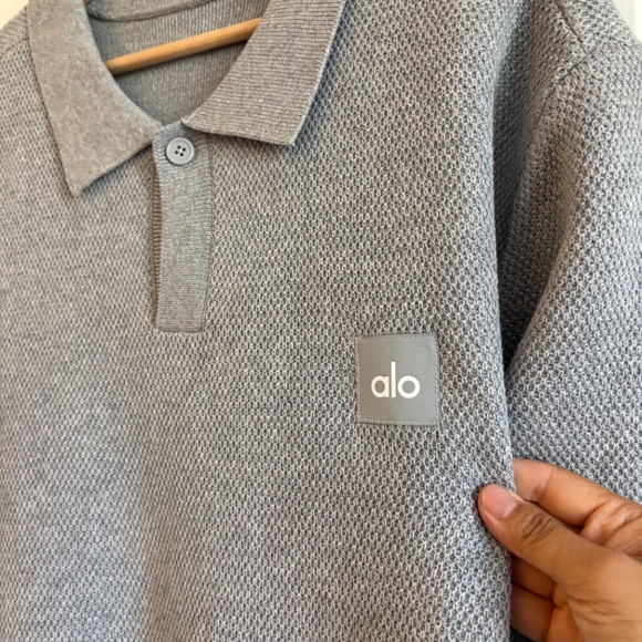 Alo Sports Club Sweater Knit Polo Grey Size XL - Picture 8 of 15